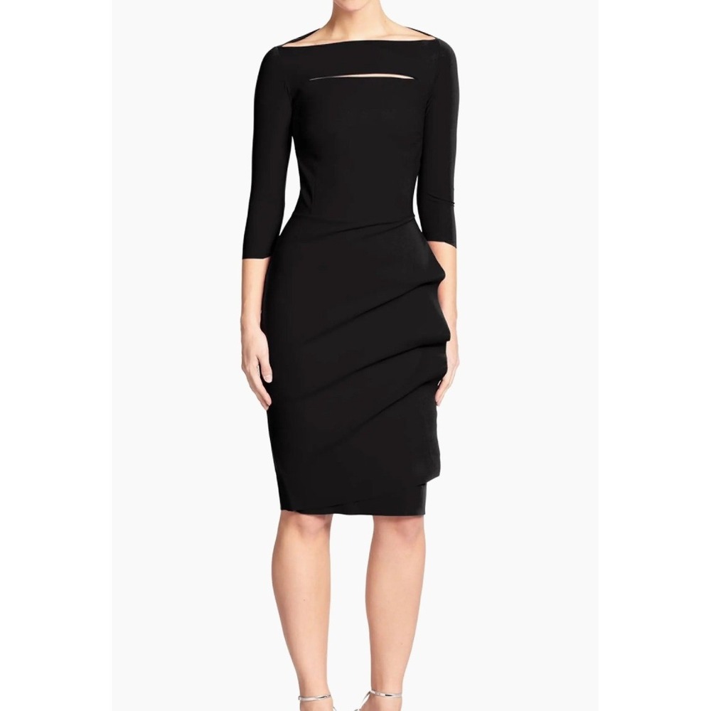 Chiara Boni La Petite Robe Dress Womens IT46 US 10 Black Kate Boatneck Sheath